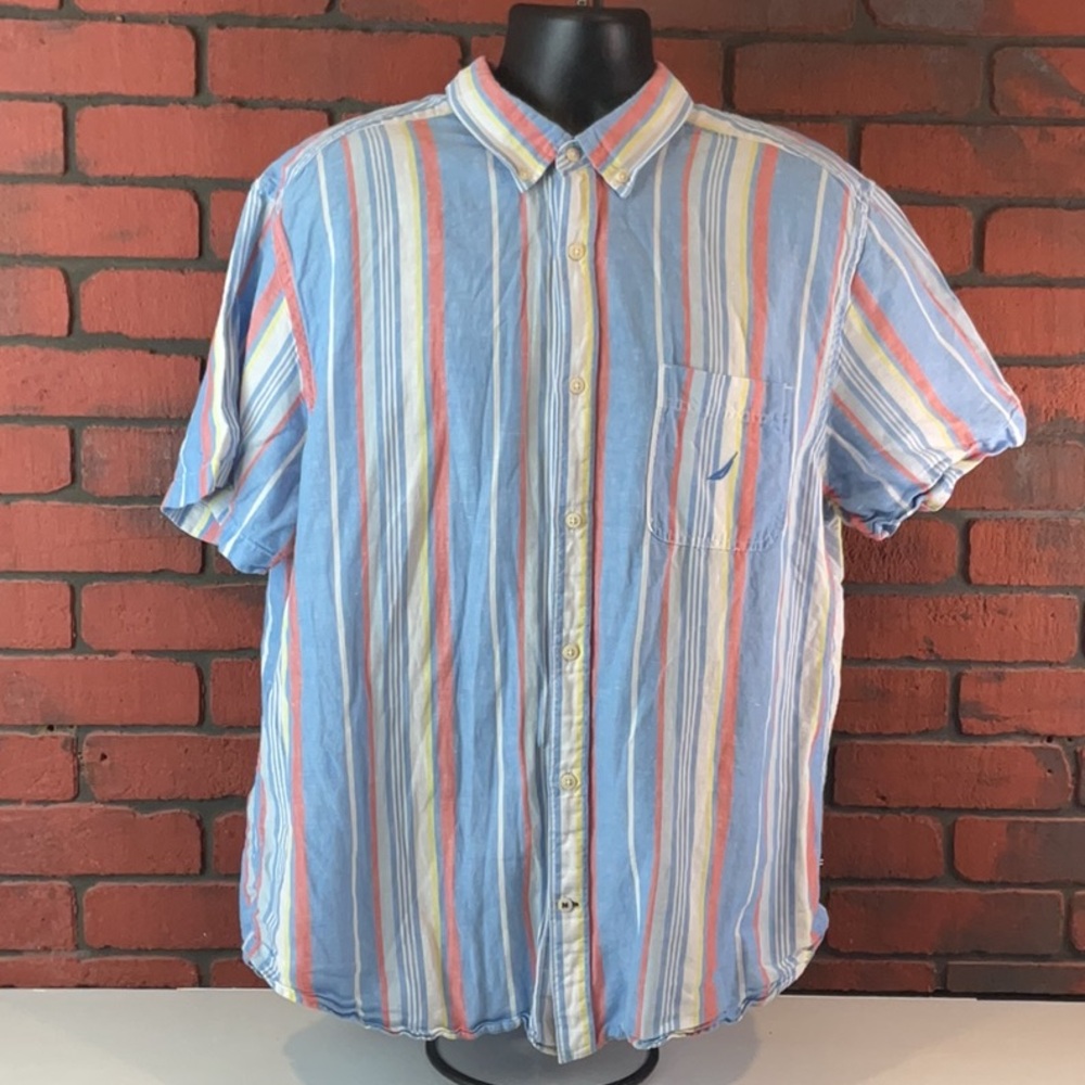 Nautica Shirt Mens XXL‎ Linen Blend Button Down